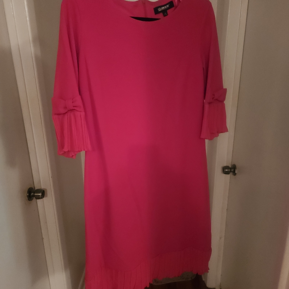 Calvin Klein Vibrant Pink Long Sleeve Dress